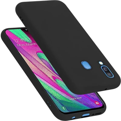 Afbeelding van Cadorabo Hoesje geschikt voor Samsung Galaxy A40 in LIQUID ZWART Beschermhoes gemaakt van flexibel TPU silicone Case Cover