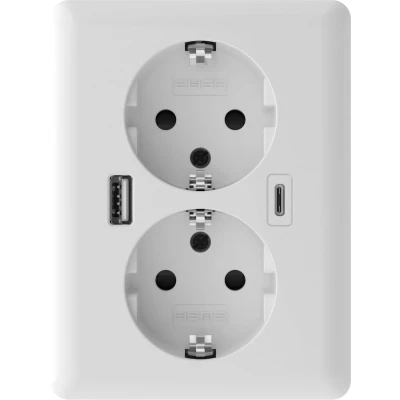Afbeelding van 2USB 2U 449221 Inbouwdoos Met USB C, laaduitgang Wit (glanzend)