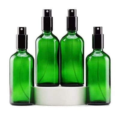 Afbeelding van Yizhao 100 ml groene glazen spuitfles voor etherische oliën, kleine lege fijne nevel spuitfles, reiniging, aromatherapie, cosmetische sprays, haar 4 stuks