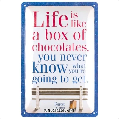 Afbeelding van Metalen Bord 20x30 cm Forrest Gump Chocolate