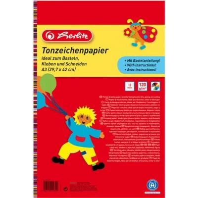 Image de herlitz bloc de papier à dessin teinté, format A3, contenu 10 feuilles