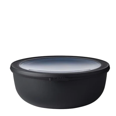 Afbeelding van Mepal Cirqula, multifunctionele kom, zwart (Nordic Black), inhoud 2250 ml, afneembaar deksel, onbreekbaar, waterdicht, geschikt voor diepvriezer en koud bewaren, afwasmachinebestendig