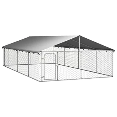 Afbeelding van vidaXL Kennel buiten met dak 600x300x150 cm
