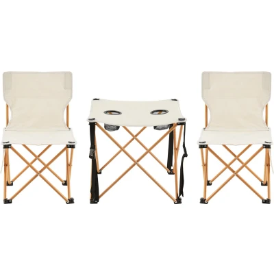 Afbeelding van Tuinset Banzi 3 delig campingset opvouwbaar beige casa.pro