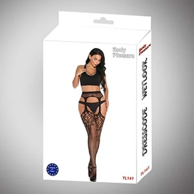 Afbeelding van Body Pleasure gave strakke bodystocking Large/ Medium Cadeaubox