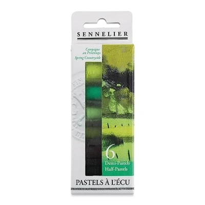Afbeelding van Assortiment van 6 extra fijne Sennelier halfpastels met analoge kleuren (lentelandschap)
