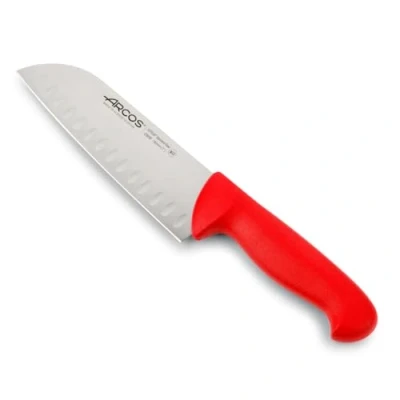 Afbeelding van Arcos Serie 2900 Santoku mes Aziatisch ArtAsian Knife lemmet van nitrum roestvrij staal 180 mm handgreep polypropyleen kleur rood