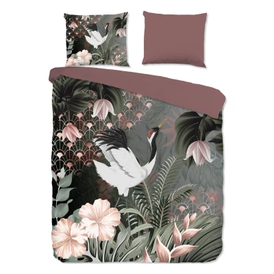 Afbeelding van Pure Dekbedovertrek &quot;kraanvogel met bloemen&quot; Multi (200x200/220 cm) Microfiber