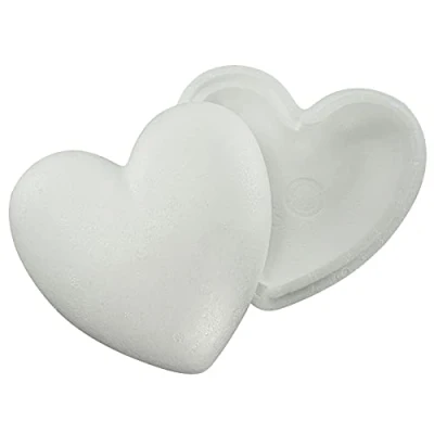 Afbeelding van Styropor A3701501 set van 2 harten, 15 cm, om te knutselen en decoreren, wit
