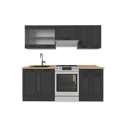 Afbeelding van Vicco Complete keukeneenheid R Line, Antraciet landhuis/antraciet, 200 cm , WB Eik