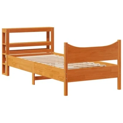 Afbeelding van vidaXL Bedframe met hoofdbord massief grenenhout wasbruin 75x190 cm