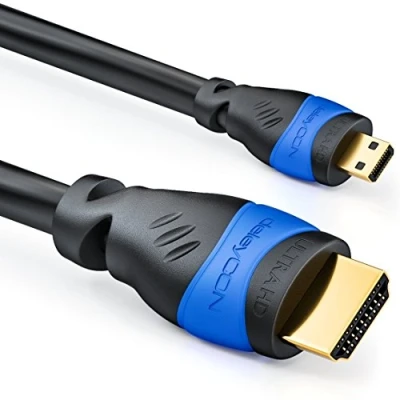 Afbeelding van deleyCON 5 m micro HDMI kabel, compatibel met 2.0/1.4a, hoge snelheid ethernet, ARC 3D 4K Ultra HD 1080p 2160p