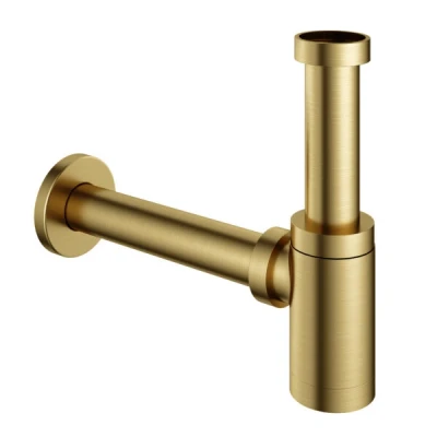 Afbeelding van HotBath Pal fonteinsifon rond messing Geborsteld PVD