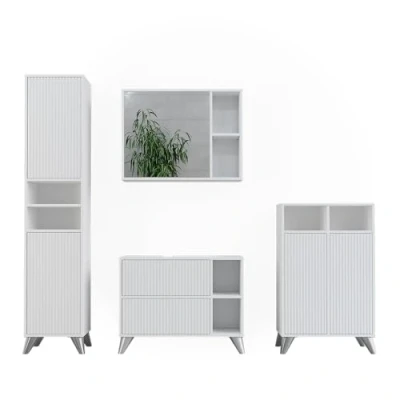 Afbeelding van Vicco Leano Badkamermeubelset Set 4 Wit