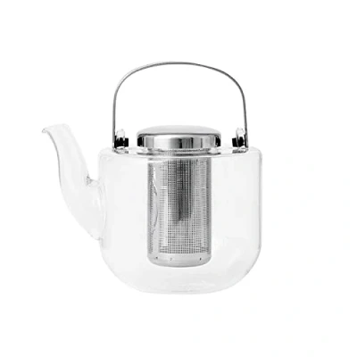 Afbeelding van Theepot van borosilicaatglas met theezeef roestvrij staal, losse thee, bladthee, druppelvrije tuit, 0,75 l