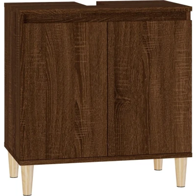 Afbeelding van Wastafelkast 58x33x60 cm bewerkt hout bruin eikenkleur