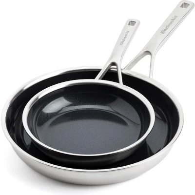 Afbeelding van KitchenAid Koekenpannenset Multi Ply Stainless Steel Ceramic ø 20 en 28 cm