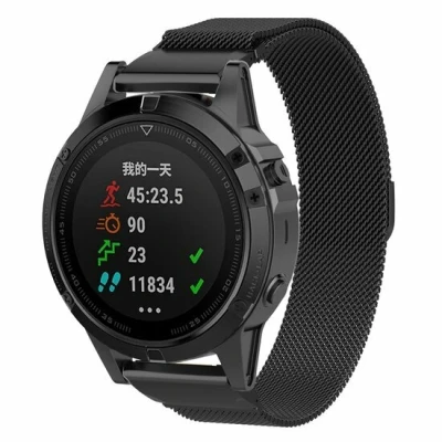 Afbeelding van Milanese bandje Zwart Garmin Fenix 7S / 6S 5S &amp; Instinct 2s