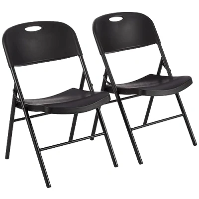 Afbeelding van Amazon Basics Set van 2 klapstoelen kunststof, inhoud 157,5 kg, zwart