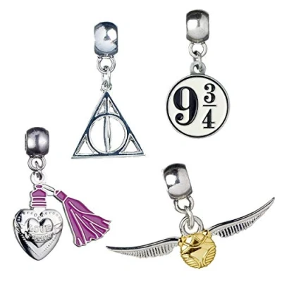 Afbeelding van The Carat Shop Harry Potter Golden Snitch Deathly Hallows Love Potion Platform 9 3/4 Bedelset