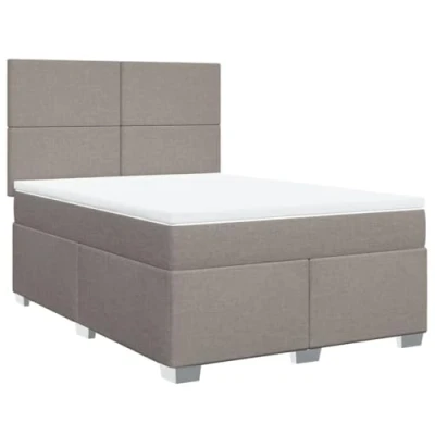 Afbeelding van vidaXL Boxspring met matras stof taupe 140x200 cm