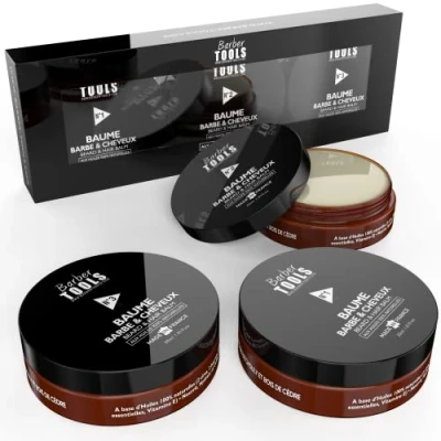 Afbeelding van Set van 3 baardbalsems nr. 1/2/3 met 100% natuurlijke oliën x 30 ml gemaakt in Frankrijk voedt, hydrateert, structuur. Op basis 2 wassen, boter, 5 plantaardige oliën, etherische