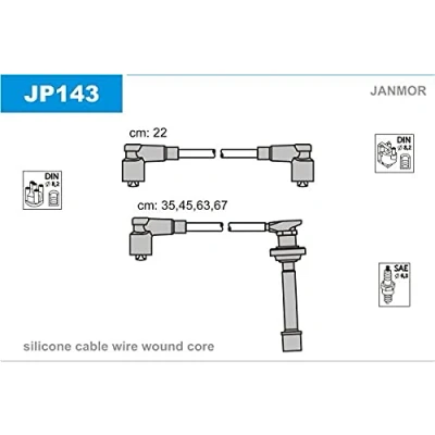 Afbeelding van JANMOR JP143 Bougiekabelset NISSAN: 100NX