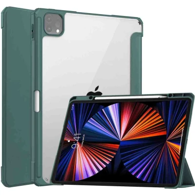 Afbeelding van iMoshion Tablet Hoes Geschikt voor iPad Pro 12.9 (2022) / (2018) (2020) (2021) Trifold Hardcase Bookcase Groen