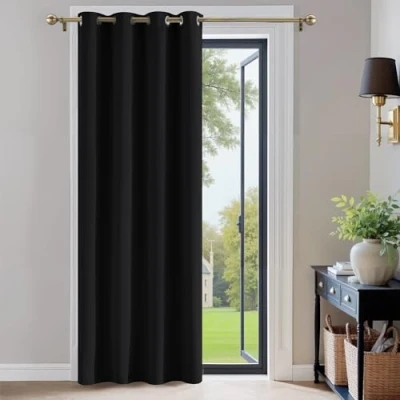 Afbeelding van PONY DANCE Gordijn Gewone geïsoleerde verduisteringsgordijnen, 52 x 84 inch, 1 tabletten, Zwart