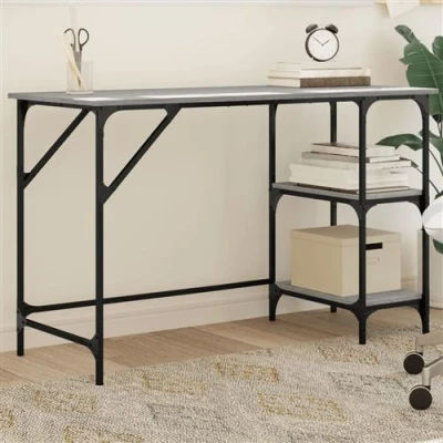 Afbeelding van Bureau 120x50x75 cm metaal en bewerkt hout grijs sonoma eiken