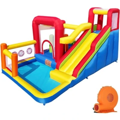 Afbeelding van Ballsea Opblaasbaar kinderslot met ventilator, multifunctioneel, veiligheidsnet, veilig en duurzaam, perfect voor elk seizoen, binnen buiten