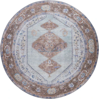 Afbeelding van Veer Carpets Vloerkleed Karaca Purple/Brown 07 Rond ø120 cm