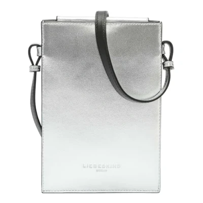 Afbeelding van LIEBESKIND BERLIN Leren Schoudertas Telefoontasje Hilla Mobile Pouch Silver Zilverkleurig