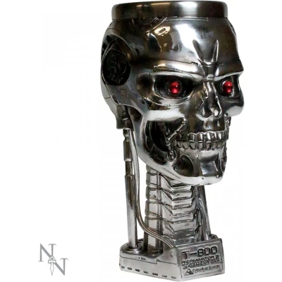 Afbeelding van Nemesis Now Terminator 2 Judgement Day T2 T 800 Hoofd Wijnkelk Zilver 17cm