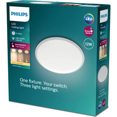 Afbeelding van Philips Cavanal plafondlamp wit rond klein warmwit licht 12 W