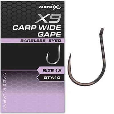 Afbeelding van Matrix Haken X9 Carp Wide Gape Barbless / Eyed