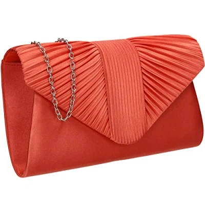 Afbeelding van SwankySwans Sophie satijnen clutch voor dames, Koraal