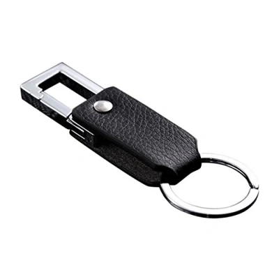 Afbeelding van Cerbery Lederen sleutelhanger met ringen en geschenkdoos, zilver, M,