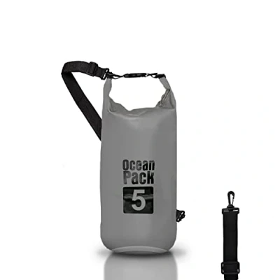 Afbeelding van Waterdichte rugzak, 5/10/20 l, Dry Bag Zee, tas, verstelbare schouderriem, voor boot, vissen, rafting, strand, watersport, beschermt telefoon/zilver/kaart/sleutel, grijs., tas