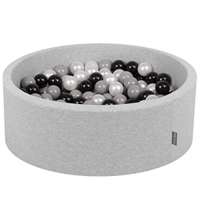Afbeelding van KiddyMoon Ballenbad 90 x 30 cm / 200 ballen diameter 7 met kleurrijke voor baby&#039;s, kinderen, lichtgrijs: zwart/grijs/parel