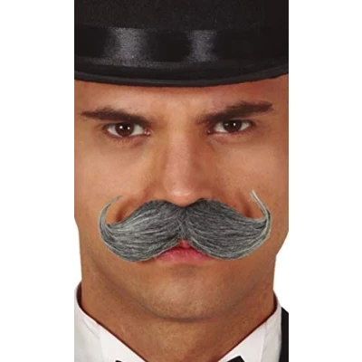 Afbeelding van Guirca Zelfklevende plaksnor Engelsman carnaval/verkleed accessoires grijs