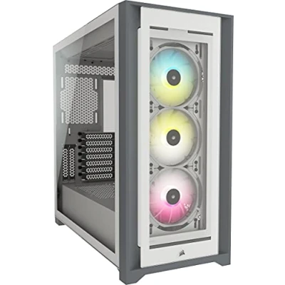 Image de CORSAIR iCUE 5000X RGB Tour ATX panneau latéral fenêtré (verre trempé) pas d&#039;alimentation (ATX) blanc USB/Audio