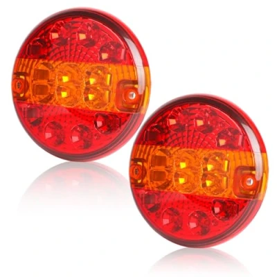 Afbeelding van AOHEWEI 2 stuks led achterlicht voor aanhangers, rond, vrachtwagenachterlicht, remlicht, waterdicht, 12 V / 24 V, vrachtwagens, caravans of bestelwagens