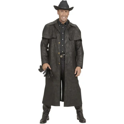 Afbeelding van Widmann Wilde Westen Kostuum Lange Jas Zwart Man XL Carnavalskleding Verkleedkleding