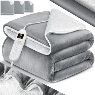 Afbeelding van KESSER® Elektrische Warmtedeken elektrisch verwarmingsdeken met timer automatische uitschakeling knuffeldoek 9 temperatuurstanden wasbaar tot 40C digitaal display 180x130cm Bordeaux Rood