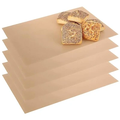 Afbeelding van COM FOUR® 5 x permanente teflon bakfolie herbruikbaar bakpapier ovenbestendig tot 260 C op maat te snijden anti aanbaklaag vaatwasmachinebestendig