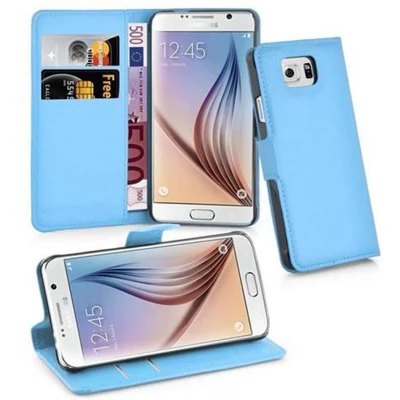 Afbeelding van Cadorabo Hoesje geschikt voor Samsung Galaxy S6 in PASTEL BLAUW Beschermhoes met magnetische sluiting, standfunctie en kaartvakje Book Case Cover Etui