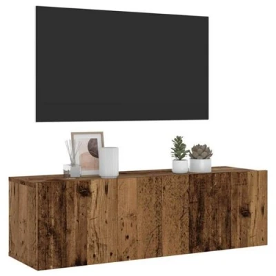 Afbeelding van Tv wandmeubel 100x30x30 cm bewerkt hout oud houtkleurig
