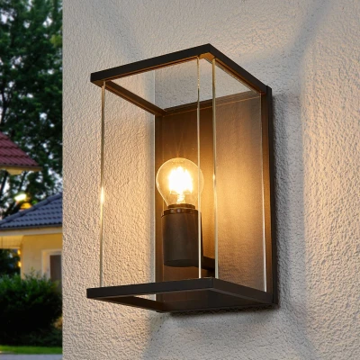 Afbeelding van Lucande Wandlamp buiten 1licht aluminium, glas H: 30 cm E27 grafiet, gesatineerd