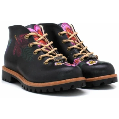 Afbeelding van Goby Blossom Bloom Dames Enkellaarzen Vegan Leer Handgemaakt Kleurrijk Bloemen Design Maat 38
